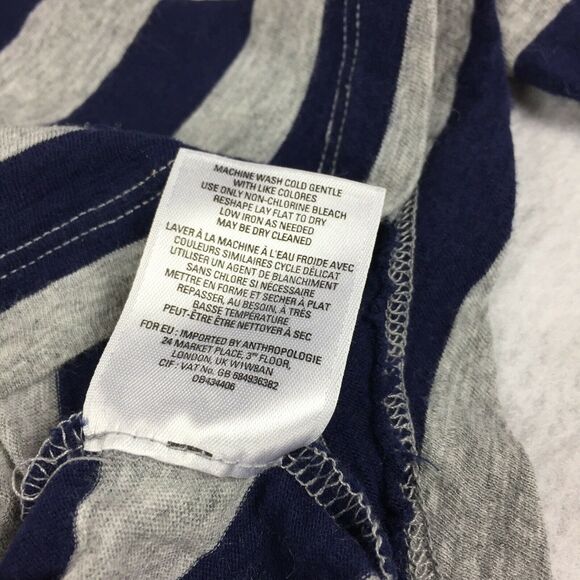 Anthropologie Little Yellow Button Top Size Extra Small Womens Blue Grey Stripef - Picture 4 of 10